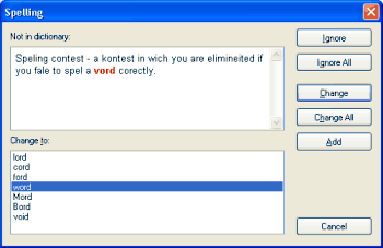 Spelling dialog in Microsoft Word style used for HunSpell, ASpell, LS Speller