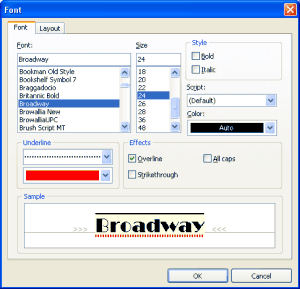 Font dialog
