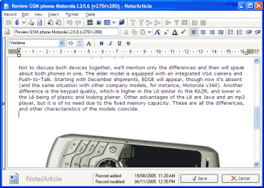 Note editor