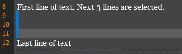 Middle lines are selected; selection shown