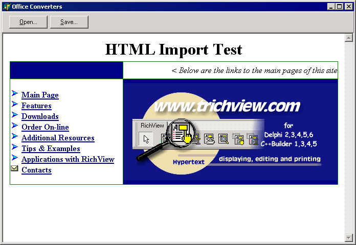 Demo for MS Office text converters with imported HTML file Demo for Microsoft Office text converters with imported HTML file
