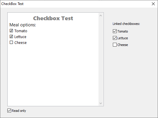 Checkboxes in editor