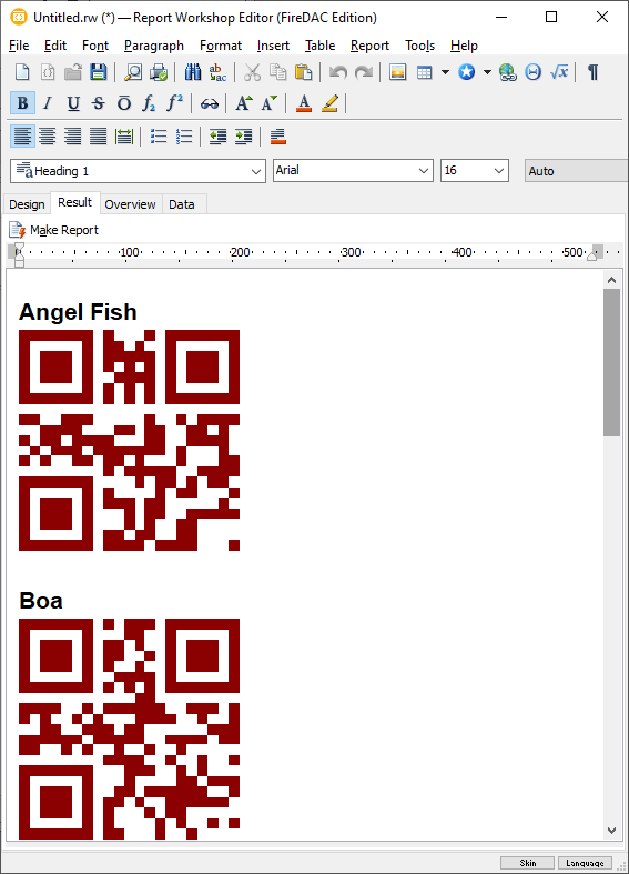 QR Codes in ReportWorkshop