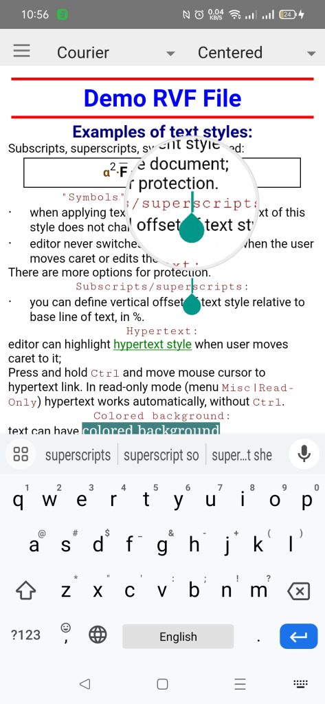 Caret moving in TRichView editor (Android, Delphi 12)