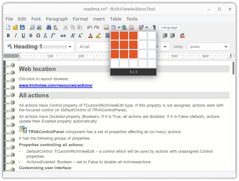 RichViewActions - Lazarus for Linux