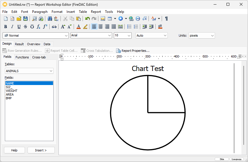 ReportWorkshop: pie chart in report template